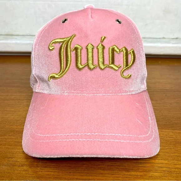 Juicy Couture Pink Velvet Hat Like New Excellent Condition Juicy Couture Rhinestones Hot Pink Velvet Baseball Hat Cap  main image 3